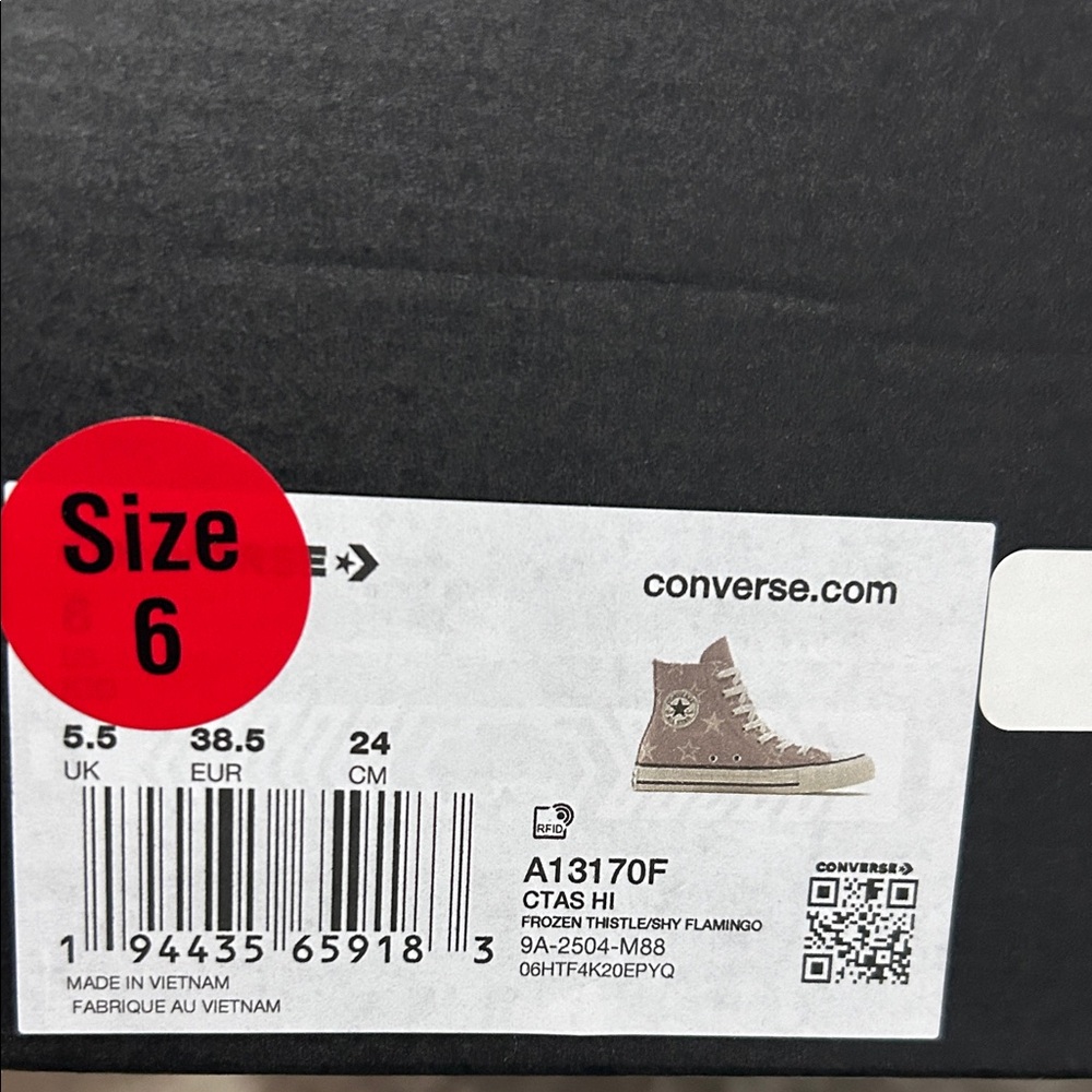 New in Box. Converse Lavender Star High-Tops - Picture 4 of 4